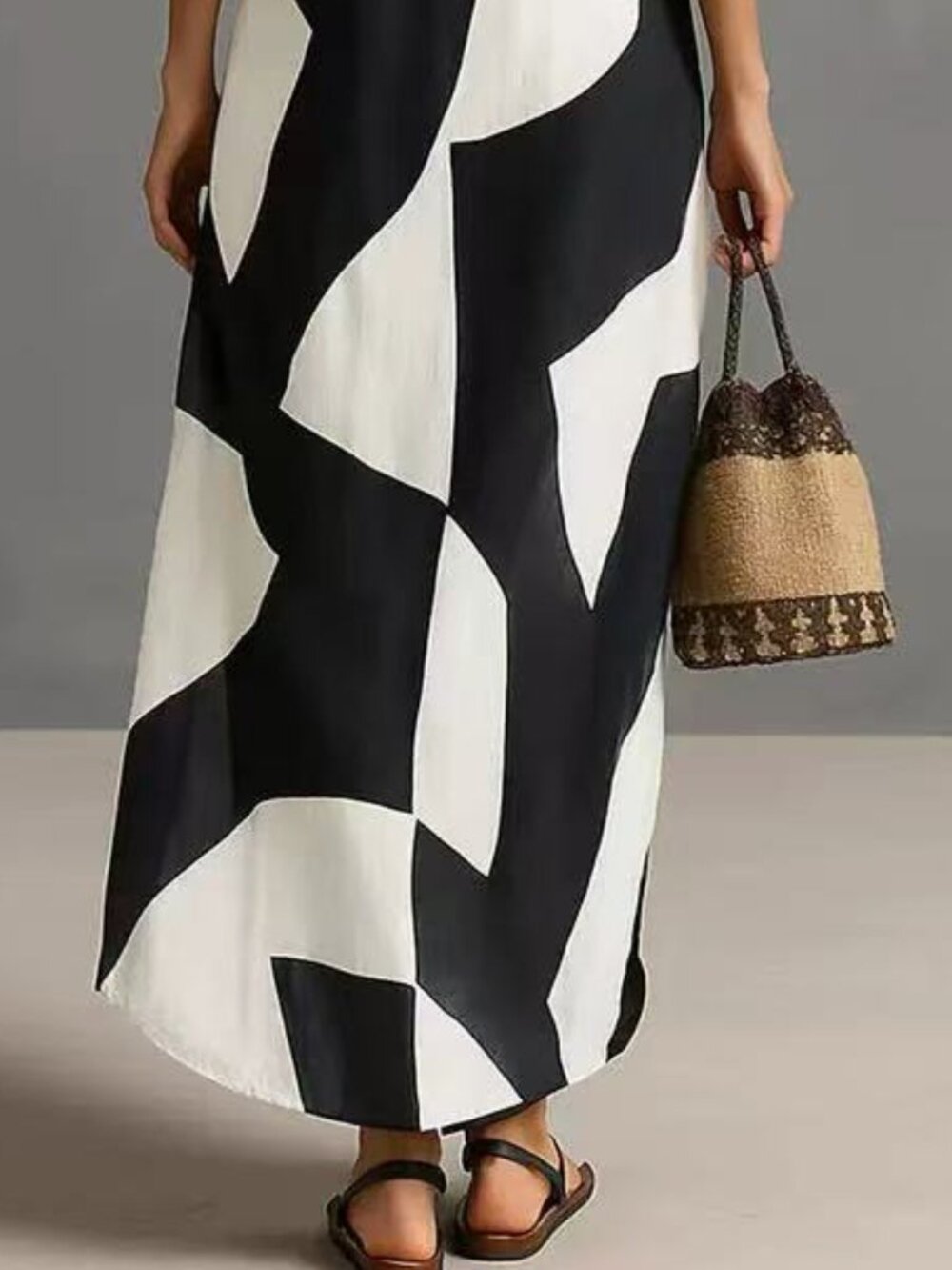 Zimmermann Button-Front Black and White Geometric Maxi Shirt Dress - Picture 6 of 6